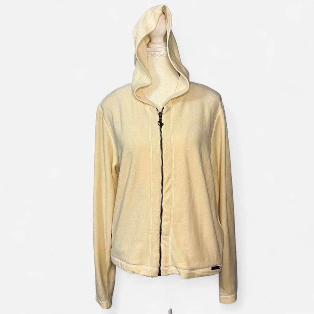 Baby‎ Phat y2k Women’s velour tan Hooded Sweater Size Large